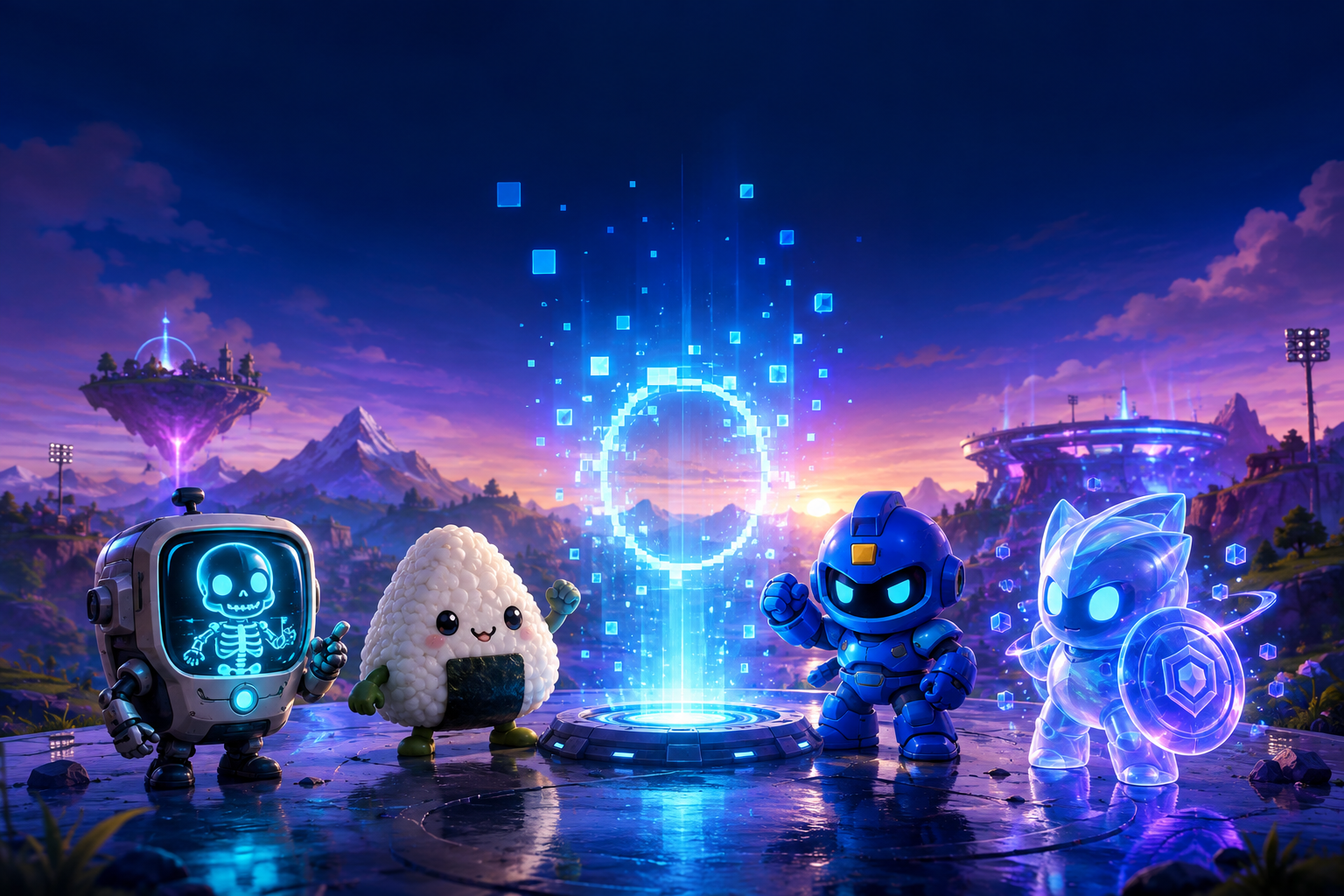 X-Ray, Onigiri, Mega Man and Overshield Spirits